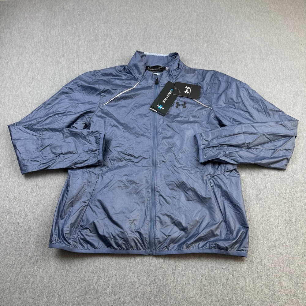 Under Armour Jacket Womens Large Blue Storm Impasse Run 2.0 Full Zip Windbreaker